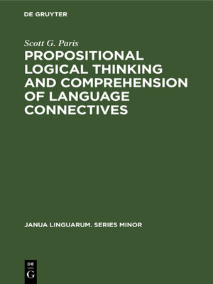 cover image of Propositional logical thinking and comprehension of language connectives